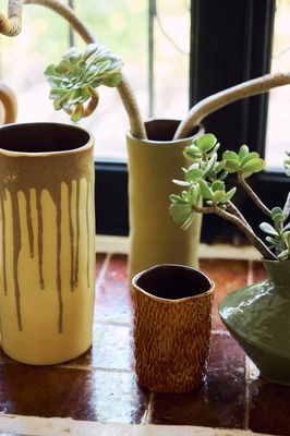 Vase , rugged burnt caramel 