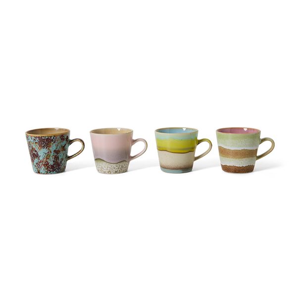 Kopp americano, 70s ceramics, rococo  (sett av 4)