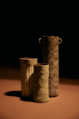 Vase , long mud brown